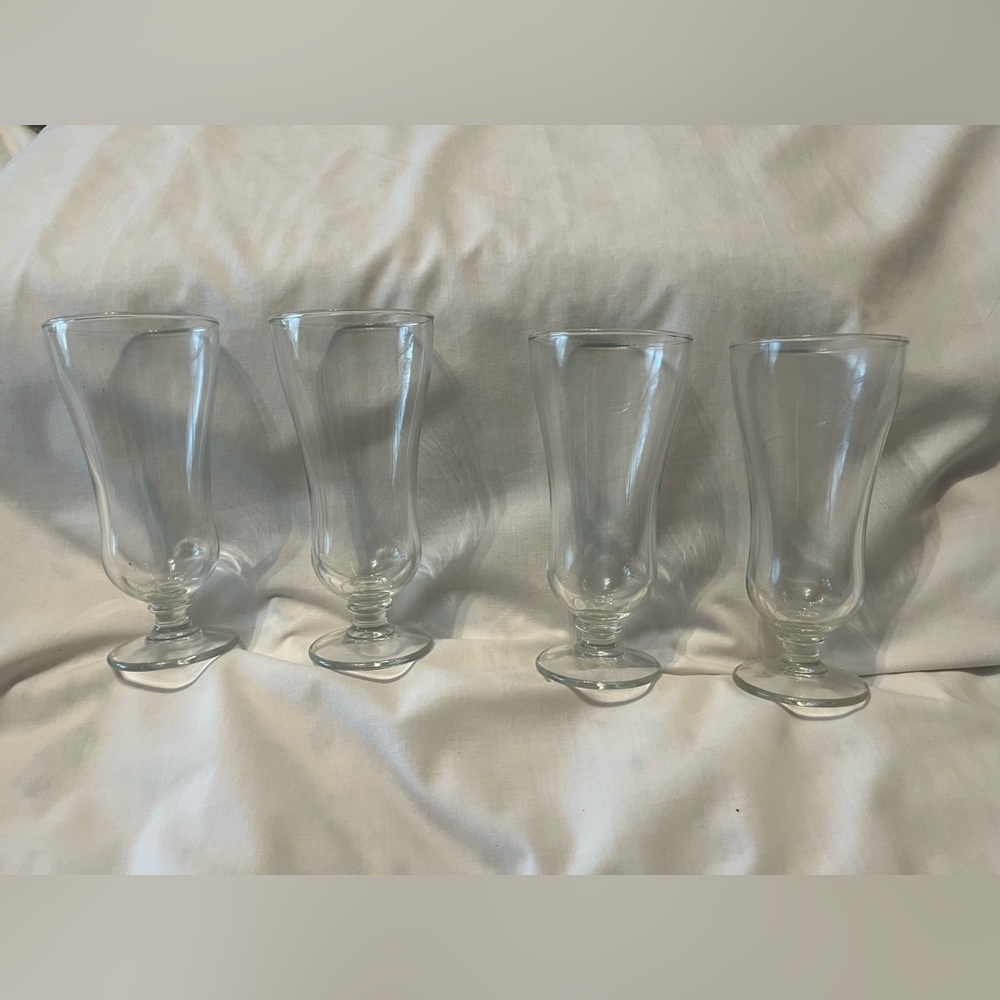 Parfait Glasses Set of 4  Clear Vintage Glass Goblet Set